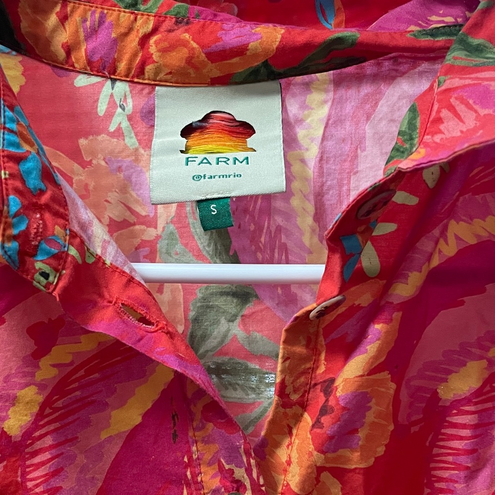 FARM Rio Vibrant Floral Midi Dress EUC short sleeve puffy size small - Picture 5 of 7